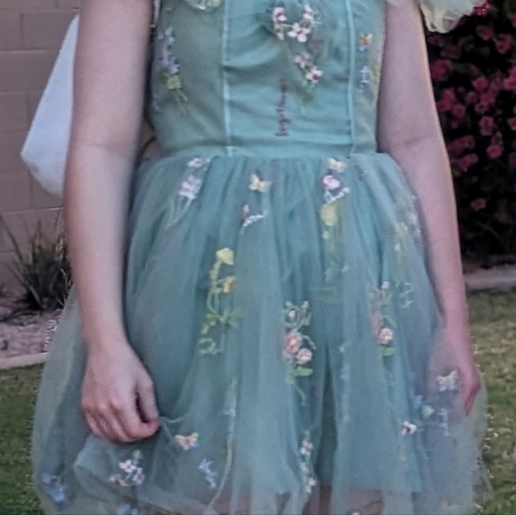 Small green flowery fairy cottagecore dress - Picture 2 of 2